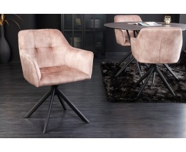 Elegantní moderní židle Devon do kanceláře s otočným mechanismem ve starorůžové barvě šampaňského ze sametu