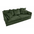 Designová moderní dvousedačka Heaven se sametovým tmavě zeleným potahem a polštářky 200cm