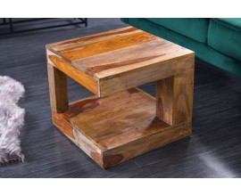 Designový čtvercový konferenční stolek Giant z masivního dřeva sheesham hnědé barvy 45cm