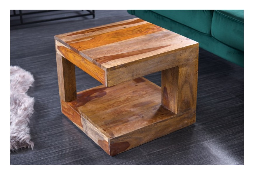Masivní konferenční stolek Giant z palisandrového dřeva hnědé barvy čtvercového tvaru