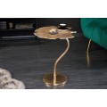 Art-deco designový příruční stolek Ginko ve tvaru listu zlatý 53cm