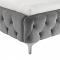 Luxusní chesterfield manželská postel Modern Barock ve stříbrném provedení ze sametu 180x200cm