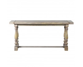 Rustikální konzolový stolek Teulada z masivního dřeva hnědé barvy s vyřezávanýma nohama 180cm
