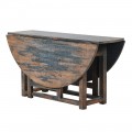 Vintage kulatý jídelní stůl Teulada z masivního dřeva se sklápěcí deskou 152cm