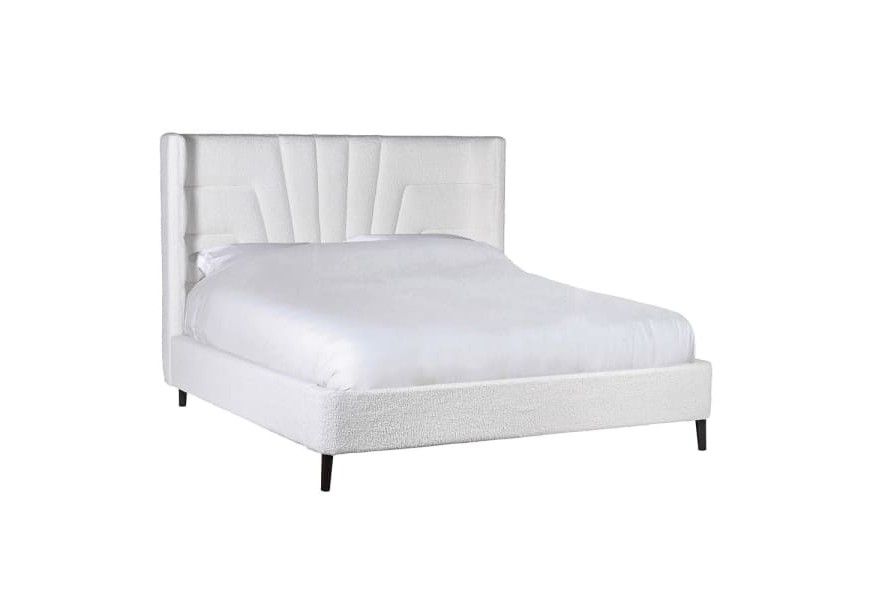 Luxusní buklé manželská postel Prophet v art deco stylu bílé barvy s prošívaným čelem