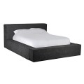 Designová černá manželská postel Delta s buklé potahem