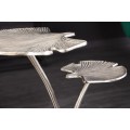 Art-deco stříbrný příruční stolek Ginko se dvěma deskami ve tvaru listu kovový 56cm