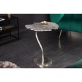 Art-deco designový příruční stolek Ginko ve tvaru listu stříbrný 53cm