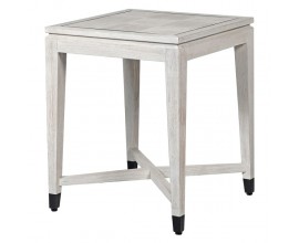 Dřevěný čtvercový příruční stolek Quadria Blanca v off white provedení z dubového masivu