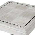 Dřevěný moderní příruční stolek Quadria Blanca v šedobílé barvě čtvercového tvaru 50cm