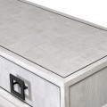 Moderní konzolový stolek Quadria Blanca z masivu v šedobílé barvě se čtyřma zásuvkama 160cm