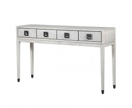 Moderní konzolový stolek Quadria Blanca z masivu v šedobílé barvě se čtyřma zásuvkama 160cm