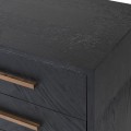 Moderní černý noční stolek Agava z masivního dubového dřeva se třemi zásuvkami 61cm