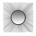 Moderní kulaté závěsné zrcadlo Rovenna v černém provedení z kovu s rámem ve tvaru paprsků