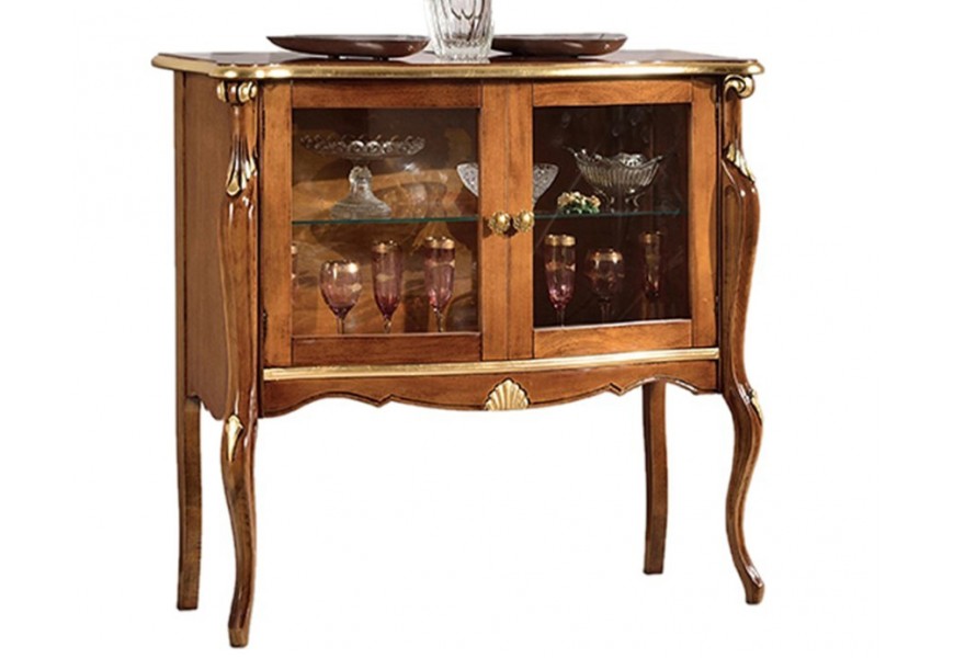 Barokní elegantní masivní dvoudveřová skříňka Pasiones se dvěma policemi na nožičkách a ručním zdobením 108cm