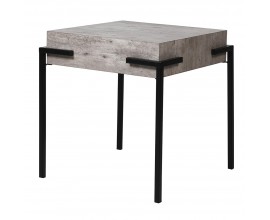 Moderní industriální čtvercový příruční stolek Maelynn ze dřeva v provedení beton šedý 45cm
