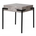 Designový industriální příruční stolek Maelynn s černými kovovými nožičkami v provedení šedý beton čtvercový