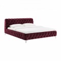 Luxusní chesterfield manželská postel Modern Barock se sametovým potahem vínové červené barvy 180x200cm