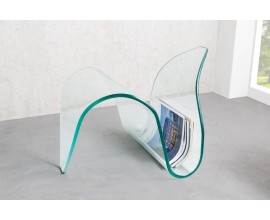 Moderní designový stojan na noviny Caspero z tvrzeného skla zaoblených organických tvarů 62cm
