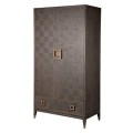 Luxusní art deco šatní skříň Quadria gris z masivního dřeva v hnědošedé barvě se zásuvkou a dvířky 206cm