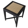 Moderní luxusní příruční stolek Emperor z černého dubového masivu se světle hnědým ratanovým výpletem 50cm