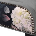 Designové křeslo Pruitt s šedým potahem a florálním zdobením s kovovým vybíjením 92cm