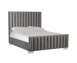 Moderní manželská postel Denver s šedým čalouněním a designovým svislým prošíváním 160cm