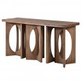 Venkovský hnědý konzolový stolek Village Style z masivního dřeva s tvarovanými stylovými nožičkami
