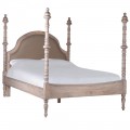 Exkluzivní vyřezávaná manželská postel Nature v rustikálním stylu z masivního dřeva světle hnědé barvy