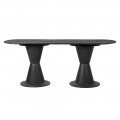Luxusní oválný černý konzolový stolek Marlow z masivního akáciového dřeva 200cm