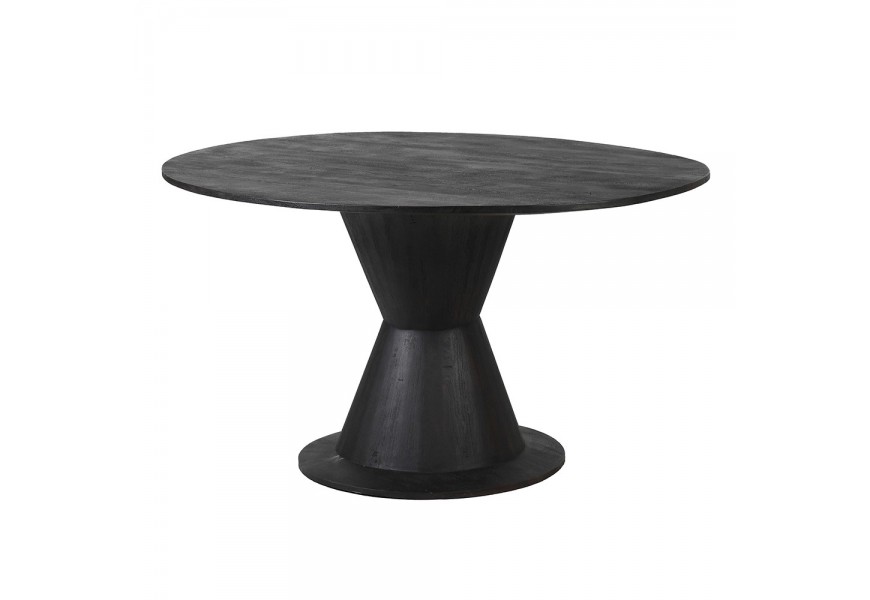 Designový jídelní stůl Marlow s oválnou vrhcnou deskou a kuželovitou podstavou černé barvy