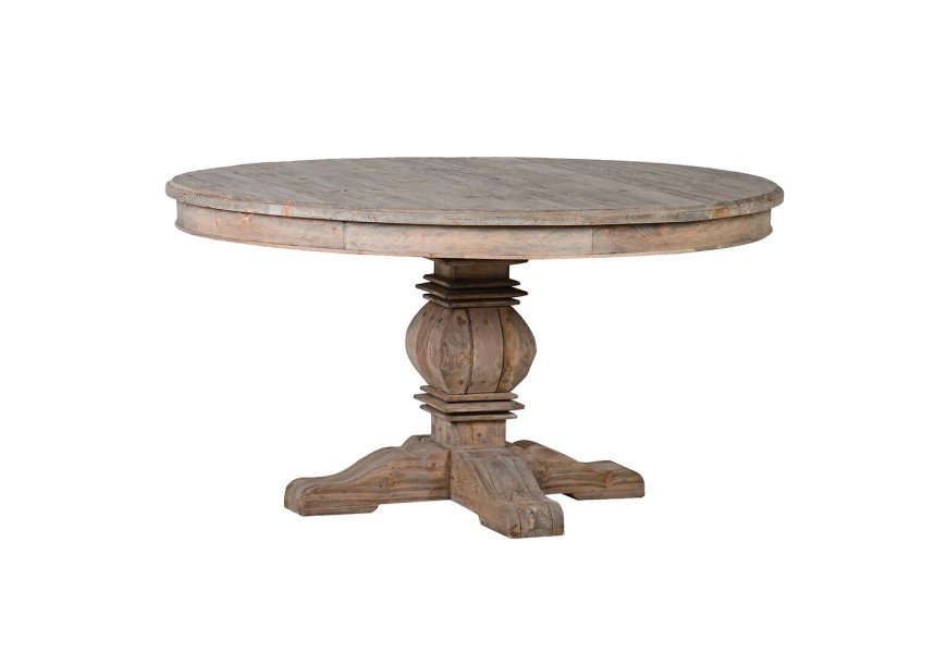 Koloniální jídelní stůl Kolonial z borovicového masivního dřeva světle hnědý kulatý