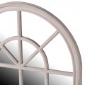 Rustikální zrcadlo Belledonna obloukovitého tvaru se světle hnědým dřevěným rámem 110cm