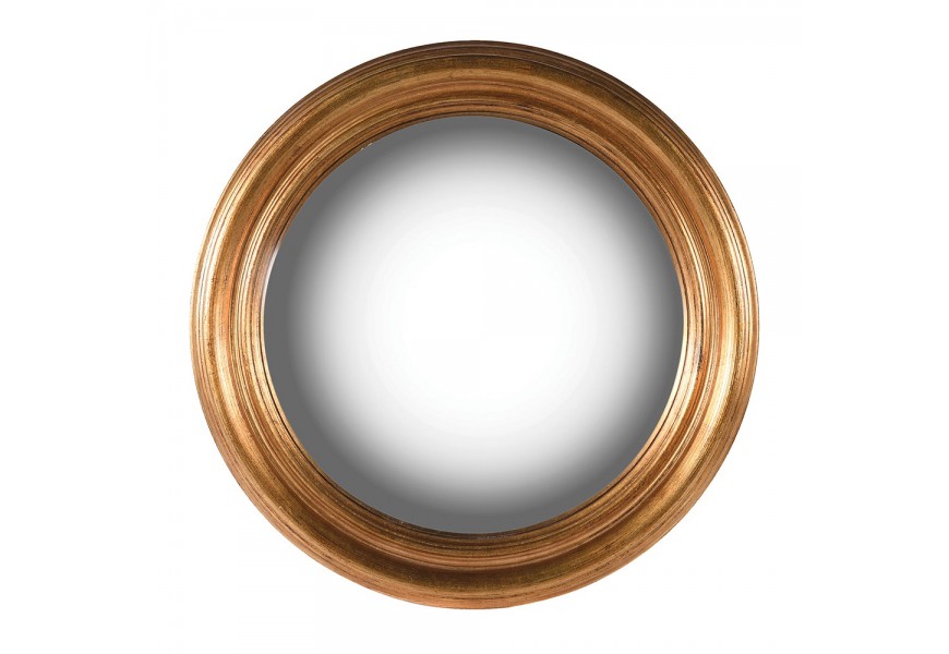 Designové antické nástěnné zrcadlo Moreo II s kulatým dřevěným rámem zlaté barvy