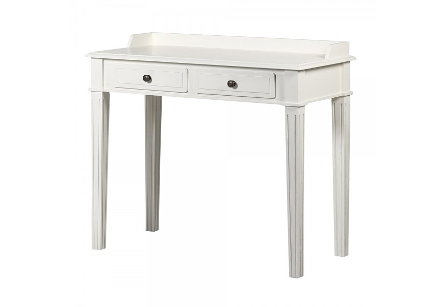 Designový bílý toaletní stolek Amarante v provensálském stylu ze dřeva se dvěma šuplíky