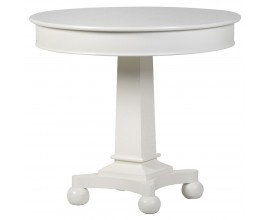 Provence bílý kulatý jídelní stůl Amarante s vyřezávanou nohou 90cm