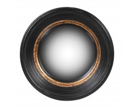 Designové nástěnné zrcadlo Bremen s kulatým černým rámem s měděným zdobením 25cm