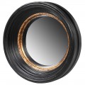 Designové nástěnné zrcadlo Bremen s kulatým černým rámem s měděným zdobením 25cm
