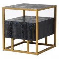 Masivní noční stolek Loop v art-deco stylu s konstrukcí ve zlaté barvě černý