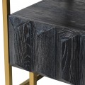 Art-deco černý designový noční stolek Loop z masivu s kovovou konstrukcí ve zlaté barvě 60cm