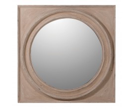 Klasické nástěnné zrcadlo Umma se čtvercovým vyřezávaným dřevěným rámem hnědé barvy 100cm
