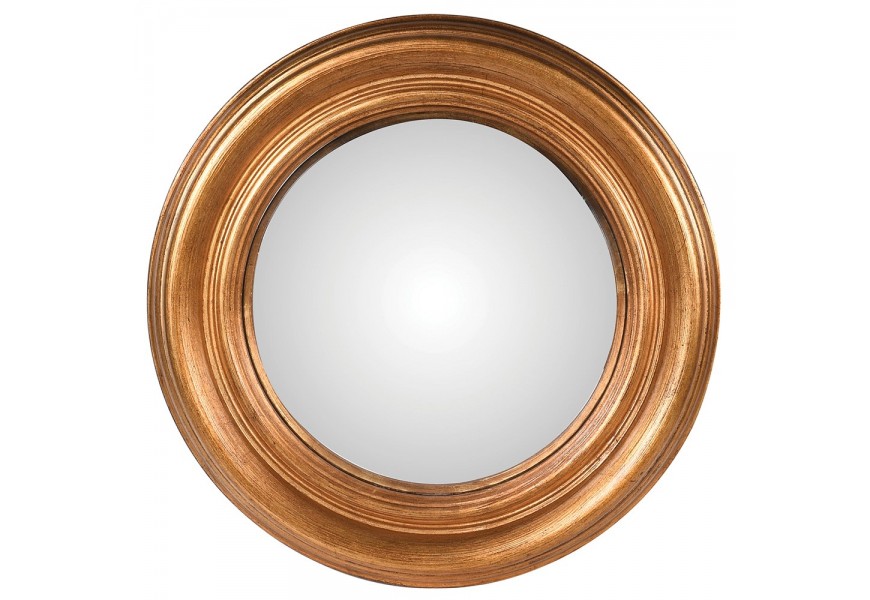 Designové kulaté nástěnné zrcadlo Moreo IV ve zlaté barvě z masivního dřeva paulownia