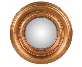 Vintage zlaté nástěnné zrcadlo Moreo V s dřevěným kulatým rámem