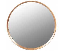 Moderní nástěnné zrcadlo Hedley s kulatým hnědým rámem ze dřeva paulownia