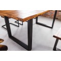 Industriální obdélníkový jídelní stůl Marron Miel z masivního dřeva s černými kovovými nožičkami hnědý 180cm