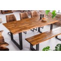 Industriální jídelní stůl Marron Miel z masivního akáciového dřeva naturální obdélníkový hnědý