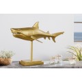 Designová zlatá soška žralok Perry na podstavci z kovové slitiny