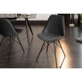 Industriální jídelní židle Scandinavia s tmavě šedým sametovým čalouněním a černými kovovými nožičkami 86cm