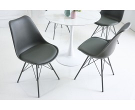Designová šedá jídelní židle Scandinavia s čalouněním z eko-kůže 85 cm