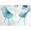 Designová tyrkysová jídelní židle Scandinavia v moderním stylu s eko-koženým čalouněním